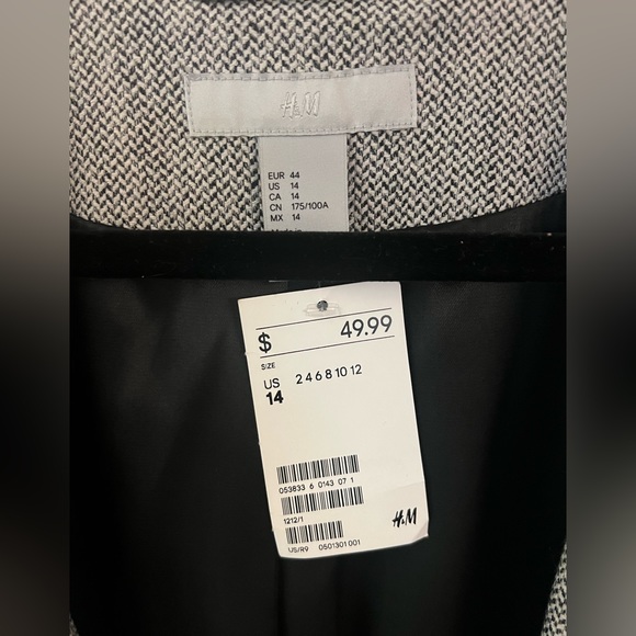 H&M women’s marked tweed shawl collar ruched sleeve blazer new with tags - Picture 5 of 8